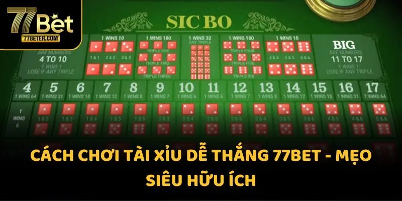 Cách chơi tài xỉu dễ thắng 77BET - Mẹo siêu hữu ích