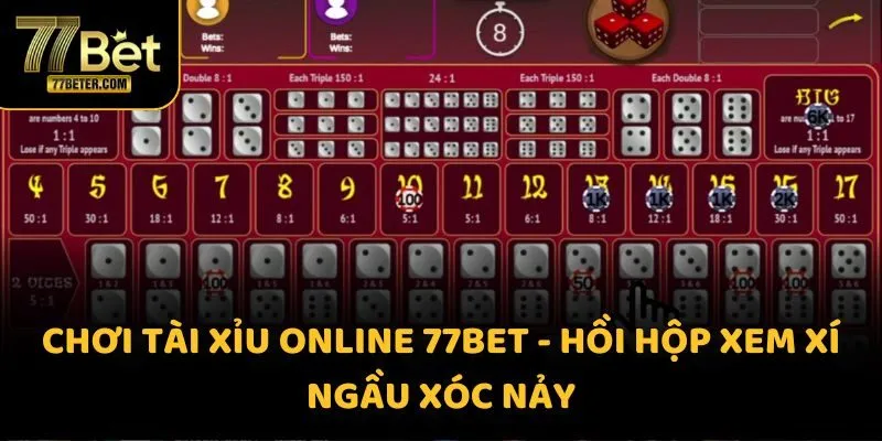 Chơi tài xỉu online 77BET - Hồi hộp xem xí ngầu xóc nảy